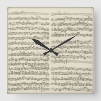 Bach Music Manuscript  2nd Suite For Cello Solo Square Wall Clock by missprinteditions at Zazzle