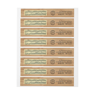 Bach Music Manuscript Wood Look International Wrap Around Address Label