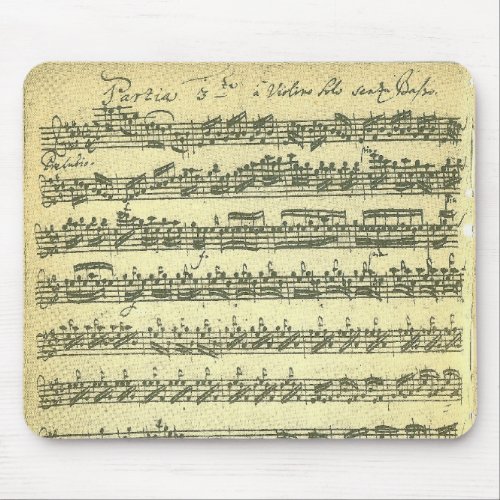 Bach Partita Music Manuscript for Solo Violin Mouse Pad