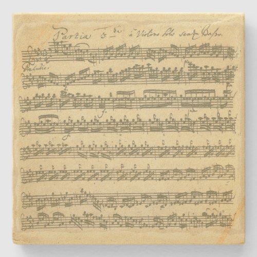 Bach Partita Music Manuscript for Violin Solo Stone Coaster