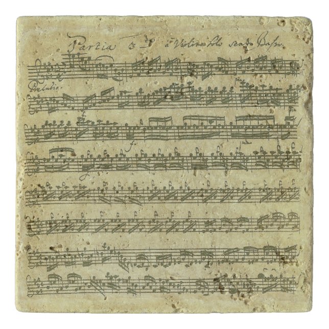 Bach Partita Music Manuscript for Violin Solo Trivet (Front)