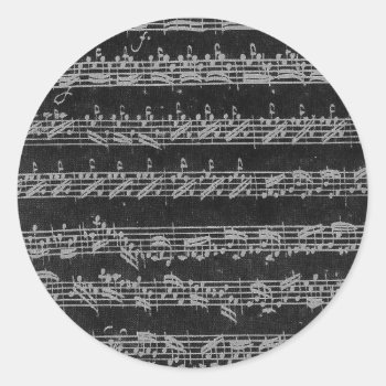 Bach Partita White On Black Classic Round Sticker by missprinteditions at Zazzle