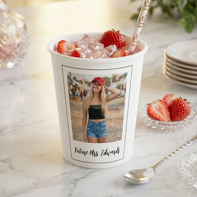 Bach Party Bridal Shower Bachelorette Favors Photo Paper Cups (Bachelorette Party Paper Cups With Bride's Photo)