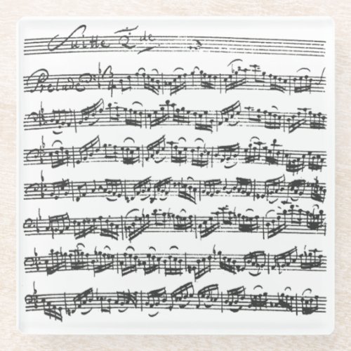 Bach Second Cello Suite Original Notation Glass Coaster