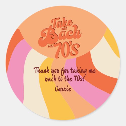 Bach to the 70s Retro Groovy Sunset Bachelorette Classic Round Sticker