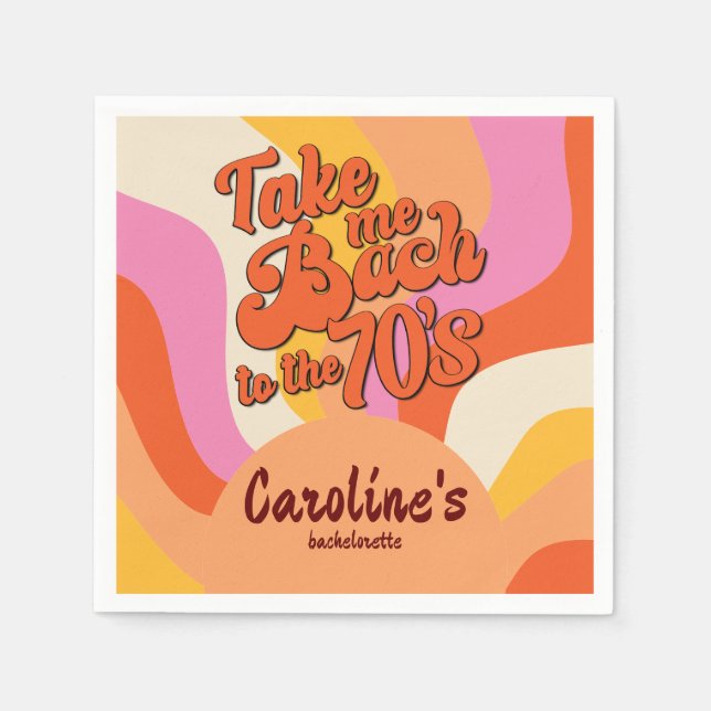Bach to the 70s Retro Groovy Sunset Bachelorette Napkins (Front)