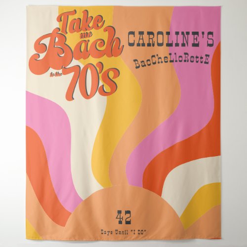 Bach to the 70s Retro Groovy Sunset Bachelorette Tapestry