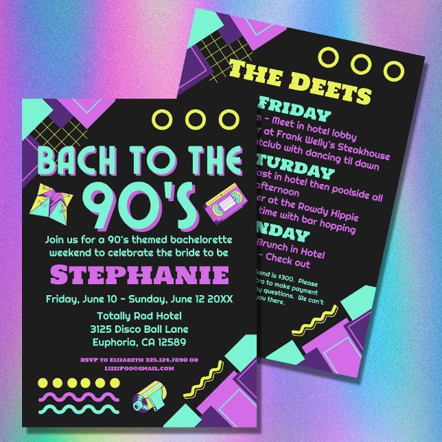 Bach to the 90s Bachelorette Weekend Invitation (A fun 90s theme for your bachelorette party!)