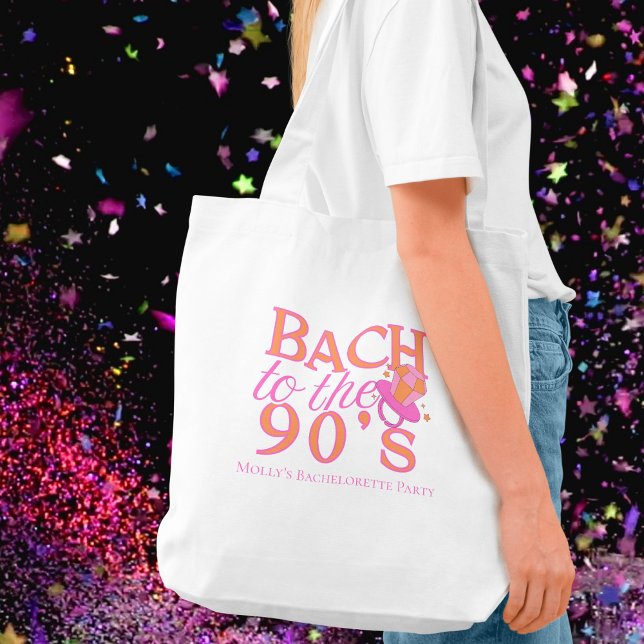 Bach to the 90s Retro Bachelorette Tote Bag (Bach to the 90s tote bag with modern serif font – perfect for bridal celebrations!)