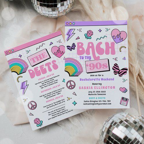 Bach To The 90s Y2K Bachelorette Weekend Itinerary Invitation