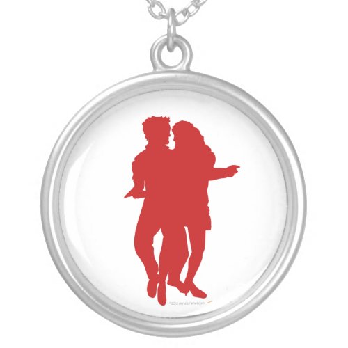 Bachata Latin Dancers Silhouette Custom Silver Plated Necklace