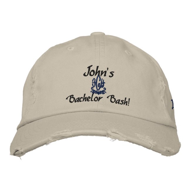 Bachelor Bash Stone Embroidered Baseball Hat (Front)
