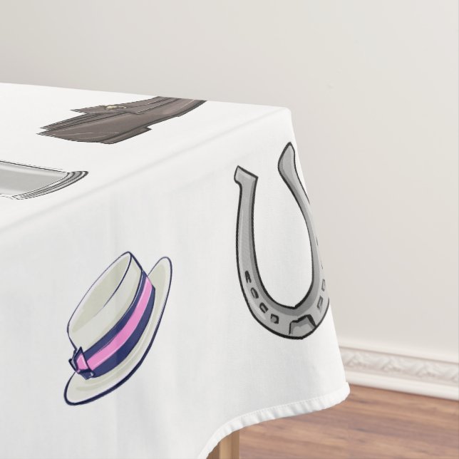 Bachelor Derby Party Mint Julep & Horseshoe Preppy Tablecloth (In Situ)