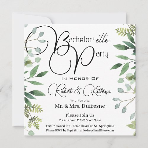 Bachelorette Party Foliage Invitation