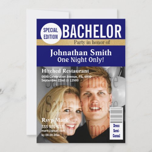 Bachelor magazine stag photo PERSONALIZE Invitation