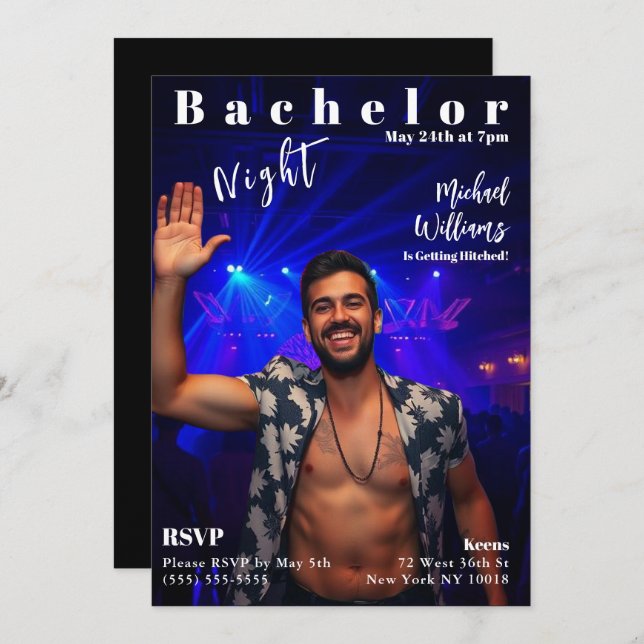 Bachelor Night Magazine Cover Invitation (Front/Back)