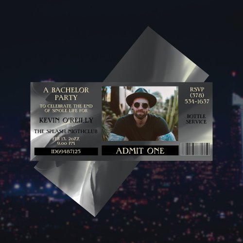 Bachelor or Stag Party Photo Invitation Ticket