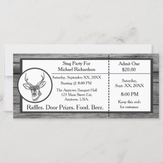 Bachelor or Stag Party Stag Head Invitation Ticket