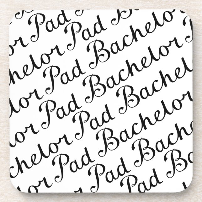 Bachelor Pad Diagonal Script Pattern B&WII Drink Coaster (Front)
