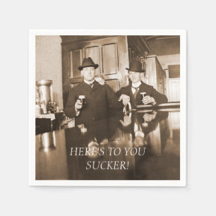 BACHELOR PARTY 1890'S MEN BEER HERE'S 2 YOU SUCKER NAPKINS