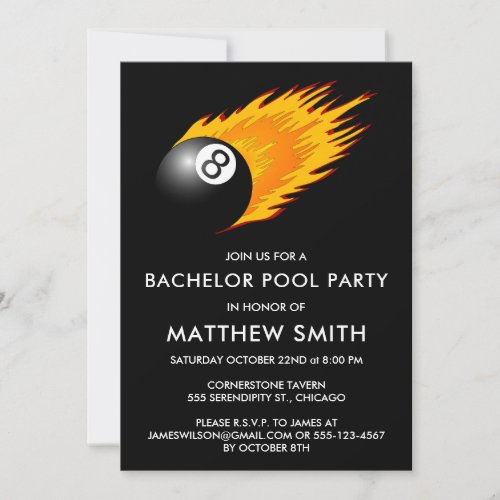 Bachelor Party 8 Ball Pool Billards Invitation