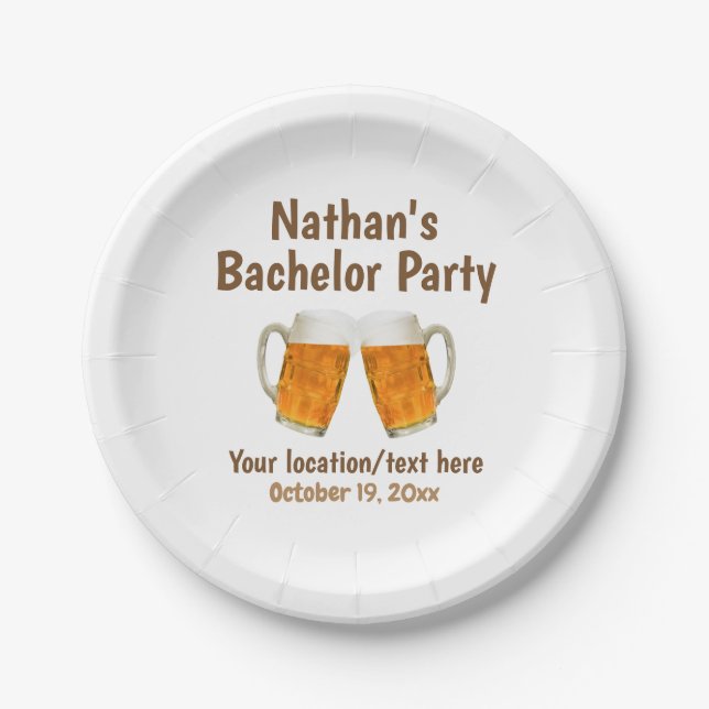 Bachelor Party Beer Cheers Wedding Paper Plates (Front)
