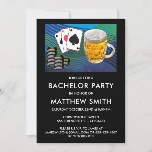 Bachelor Party Beer Poker Gambling Invitation