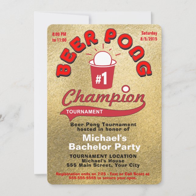 Bachelor Party Beer Pong Invitation (Front)