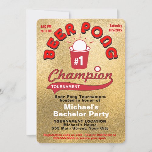 Bachelor Party Beer Pong Invitation