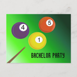 Bachelor Party Billiard Balls Invitation Postcard