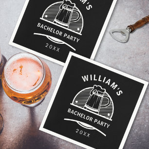 Bachelor Party Black and White Beer Napkins