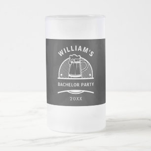 Bachelor Party Black and White Beers Frosted Glass Beer Mug