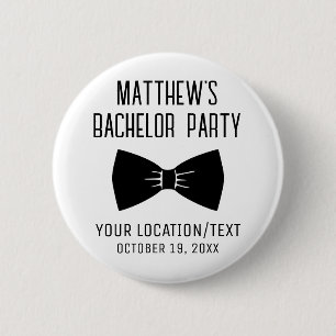 Bachelor Party Black Bow Tie Wedding Favor Button