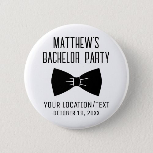 Bachelor Party Black Bow Tie Wedding Favor Button
