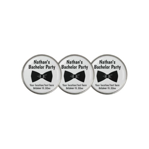 Bachelor Party Black Bow Tie Wedding Favor  Golf Ball Marker