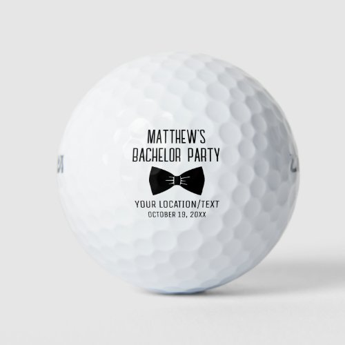Bachelor Party Black Bow Tie Wedding Favor Golf Balls