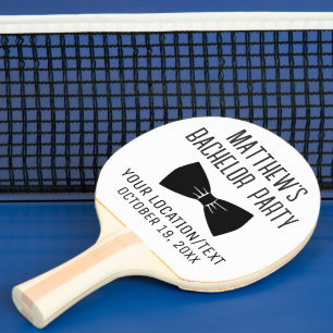 Bachelor Party Black Bow Tie Wedding Favor Ping Pong Paddle