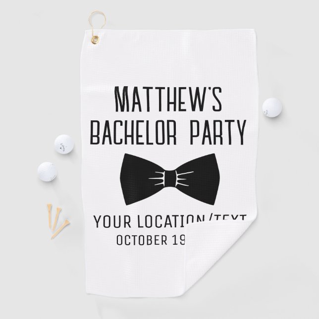 Bachelor Party Black Bow Tie Wedding Golf Towel (InSitu)