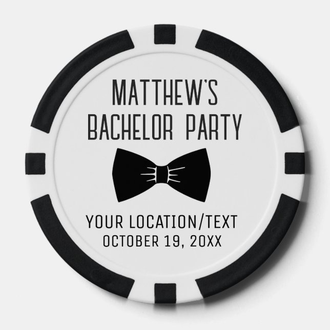 Bachelor Party Black Bow Tie Wedding Poker Chips (Front)