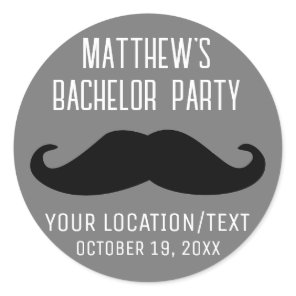 Bachelor Party Black Mustache Wedding Classic Round Sticker