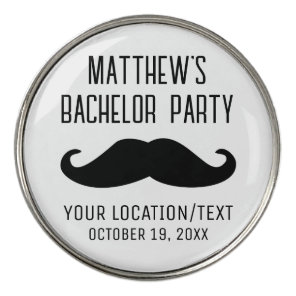 Bachelor Party Black Mustache Wedding Favor Golf Ball Marker