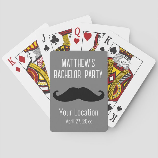 Bachelor Party Black Mustache Wedding Favor Poker Cards (Back)