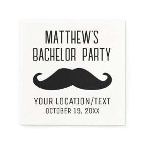 Bachelor Party Black Mustache Wedding Napkins