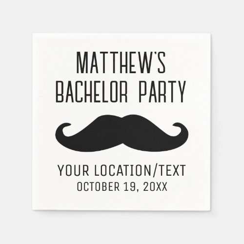 Bachelor Party Black Mustache Wedding Napkins