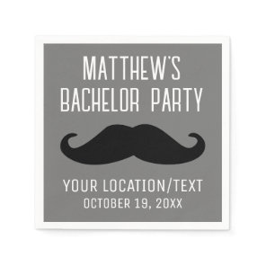 Bachelor Party Black Mustache Wedding Napkins
