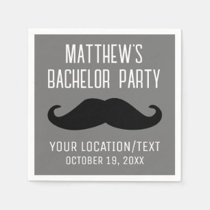 Bachelor Party Black Mustache Wedding Napkins