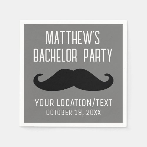 Bachelor Party Black Mustache Wedding Napkins