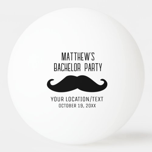 Bachelor Party Black Mustache Wedding Ping Pong Ball