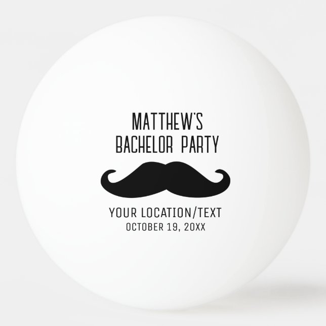 Bachelor Party Black Mustache Wedding Ping Pong Ball (Front)