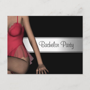 Bachelor Party Black Silver Girl Invitation